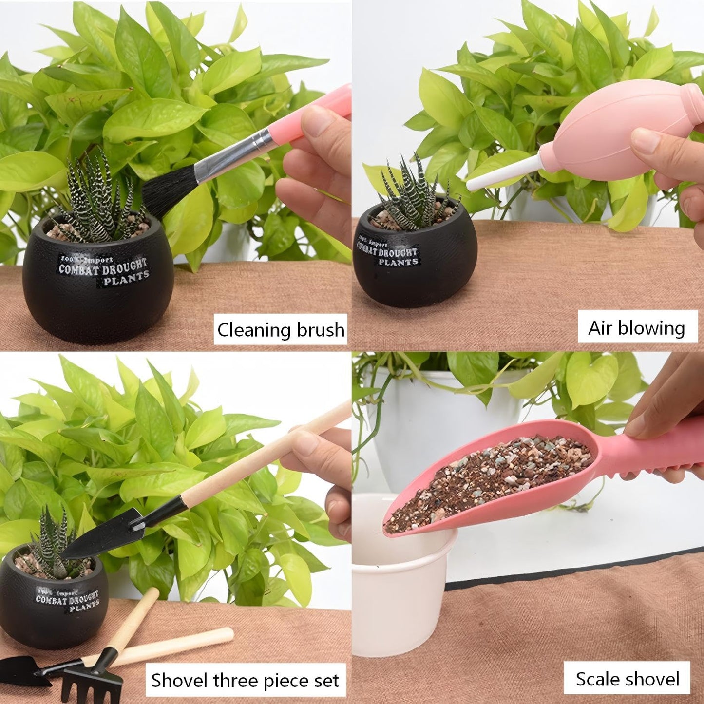 sanbeitang 16 Pcs Mini Garden Hand Transplanting Succulent Tools Set, Miniature Planting Tool Kit, Small Gardening Tool for Indoor Succulent Bonsai, Potting, Cactus