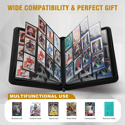 Trading Card Binder, Card Binder 9 Pocket for Trading Cards, Holds 540 Cards, Zippered Premium Card Collection Binder Album for Game Card, Sports Card, Yugioh, MTG (Black)