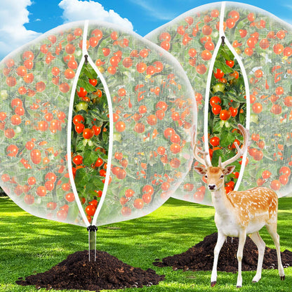 6FT x 6FT Fruit Tree Netting with Zipper and Drawcord, 2Pcs Garden Plant Net Pest Barrier Bag, Insect Bird Mesh Netting Cover for Protect Vegetables Flower Blueberry