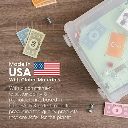 IRIS USA Board Game Storage Containers, 6-Pack |Made in USA| Organizers with Built-In Handle & Snap-Tight Lid for Puzzles, Scrapbook, and Fits 8.5" x 11" or A4 Papers, Thick - Clear
