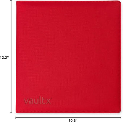 Vault X Large Ring Binder, 900 Cards, fits 9 Pocket Pages, Exo-Tec Material, 3 D-Ring Folder, for Trading Cards (Red)