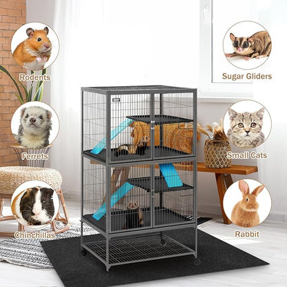 Drydiet 56" x 42" Ferret Playpen Mat, Under Pet Cage Liner, Absorbent/Waterproof Felt Pad for Ferret Cages, Bird Cage Reptile Aquariums, Dog Kennels, with Non-Slip Backing for Hard Floors