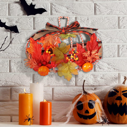 Hotop 7 Pcs 10 x 7.3 Inches Thanksgiving Pumpkin Shaped Metal Wreath Form Fall Wire Floral Frame Halloween 3D Pumpkin Wreath Indoor Outdoor Garden Porch Kitchen DIY Craft Decorations