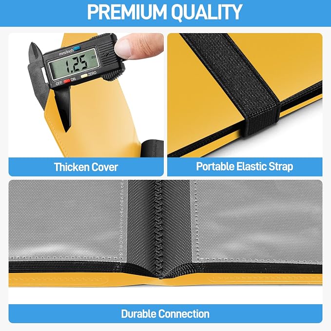 Card Binder, Upgraded 4 Pockets Trading Card Collection Binder for Cards, 160 Pockets Mini Card Book Holder Album - Yellow