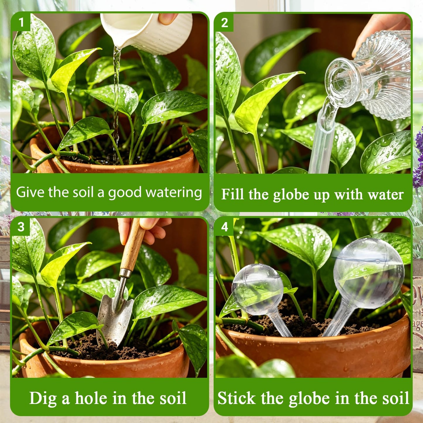 Anyumocz 12 Pcs Clear Plant Watering Globes,Plastic Self-Watering Bulbs,Flower Automatic Watering Bulbs for Plants Indoor,Outdoor,Flowerpot,Home Garden(2 Size)