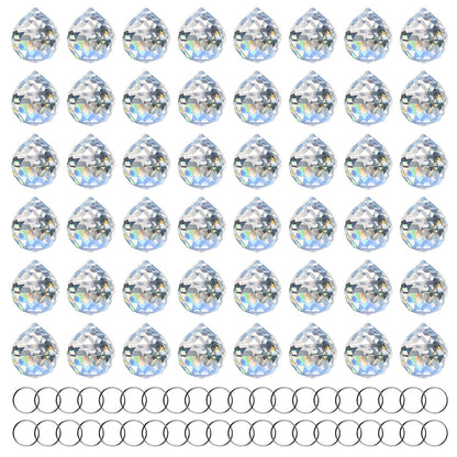 MerryNine 48 Pcs 30mm Clear Crystal Ball Prism Sun Shine Catcher Rainbow Pendants Maker, Hanging Crystals Prisms for Windows, for Feng Shui, for Gift (30mm/1.18" 48pack, 48)