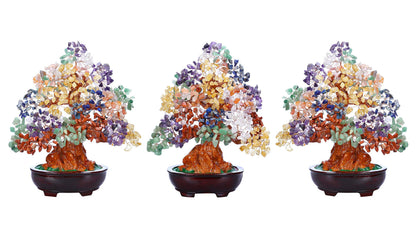 Jovivi Large Feng Shui Natural 7 Chakra Healing Crystal Money Tree Resin Base Bonsai Style Decoration for Wealth and Luck 9.5 Inches