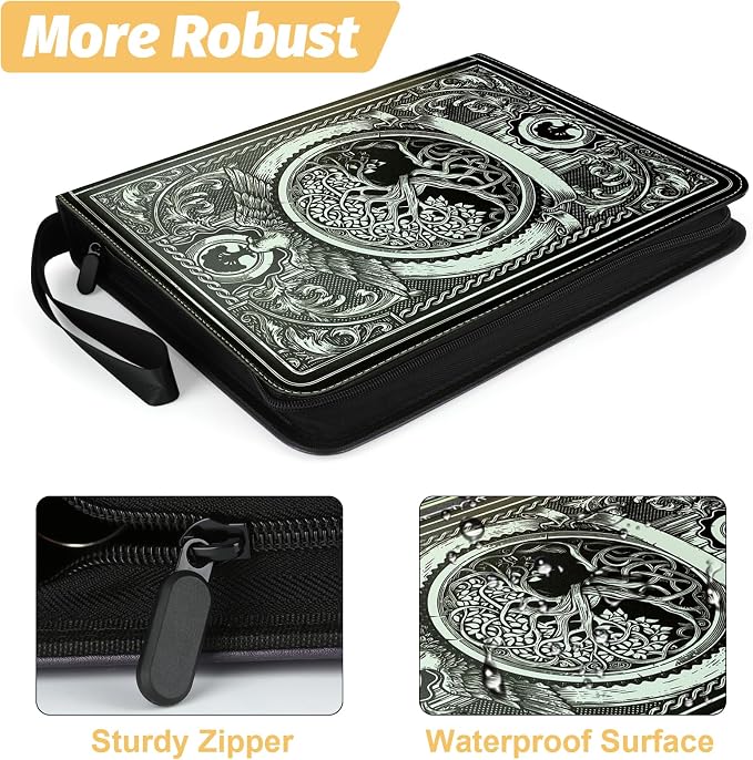 9 Pocket Card Binder,Trading Card Binder Premium 720 Double PU Card Collection Binder with Sleeves,Card Folder for MTG, TCG, Sports Cards（Black）