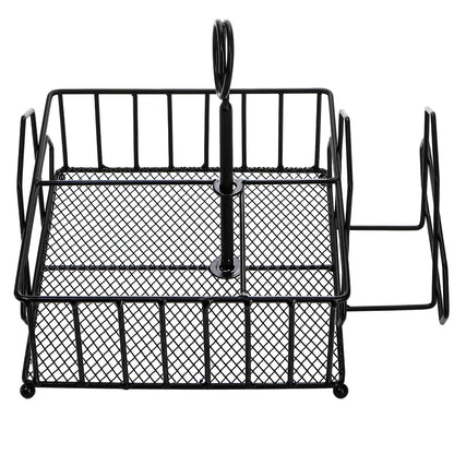 ZOOFOX Metal Napkin Holder with Salt and Pepper Shakers, 2-in-1 Condiment Holder for Table, 4 Compartment Restaurant Wrought Iron Condiment Rack for Party, Camping, Picnic