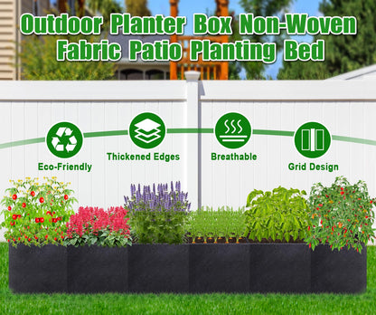 POILKMNI 12x2x1ft Oval Fabric Raised Garden Bed - Outdoor Planter Box Non-Woven Fabric Patio Planting Bed Garden Grow Bed Bag for Growing Herbs, Flowers and Vegetables