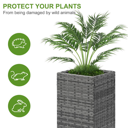 LEWIS&WAYNE Set of 2 Tall Planters for Outdoor Plants Handmade 24'' Wicker Tall Square Planter Box with Removable Liners Modern Planter for Indoor Outdoor Garden Patio Front Porch - Gray