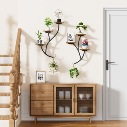 POZILAN Wall Planters for Indoor Plants 2 Pack, 6 Tiered Wall Plant Holder Hanging Planters Plant Stand Indoor, Window Plants Shelves for Living Room Patio