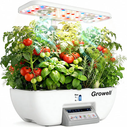 Growell Hydroponics Growing System Kit, 17 Pods Indoor Herb Garden with 2 Fans Circulation, Grow Light, Smart Water Cycle, Auto Timer, 10L Water Tank, Perfect Indoor Gardening System Gifts (White)