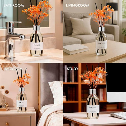 Clesh Reed Diffuser Set, 6.7 oz Citrus Scented Diffuser with Sticks, Home Fragrance Reed Diffuser for Bathroom Shelf Decor
