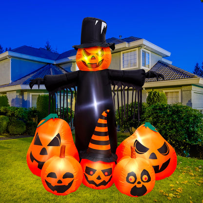 Max Fun 7FT Halloween Inflatables Pumpkin Decorations with LED Build-in Halloween Yard Decoration Blow Up Inflatables for Outdoor Indoor Garden Lawn (7Ft-Halloween Pumpkin)