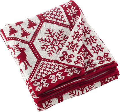 SARO LIFESTYLE Christmas Knit Throw Blanket, 60"x80", Red