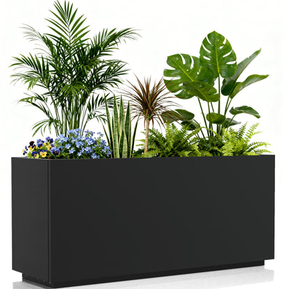 Worth Metal Rectangular Planter Box, 36"x12"x16" Matte Black Planter with Insert Shelf & Drainage Holes, Low Profile Plant Box for Patio, Garden, Deck, Easy to Install