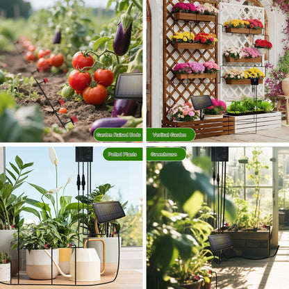 Solar Drip Irrigation System for Garden, Automatic Drip Irrigation Kit with 33FT Tubing, Solar Powered Plant Watering Device for Potted Plants, Vacation, Outdoor No Wiring Needed (10 Pots)
