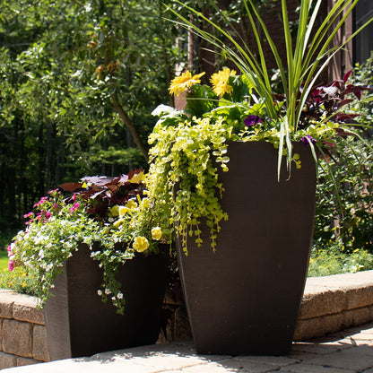 Tusco Products MSQT23BK Modern Square Garden Planter, 23-Inch, Black
