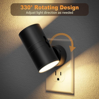 JandCase LED Night Light, Night Lights Plug into Wall with Dusk to Dawn Sensor, 5 Color Temperatures, Rotating Plug, Dimmable Nightlights, Adjustable Brightness for Bedroom Bathroom Hallway, 4 Pack