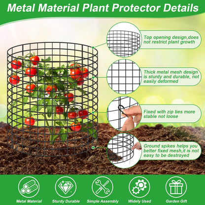 6 Pack Plant Protector from Animals,16" x 12" Wire Garden Plant Protectors,18pcs Pre-Bent Metal Mesh Plant Protectors with Zip Tie and Stake, Garden Plant Cage for Flower Vegetable to Keep Animals Out