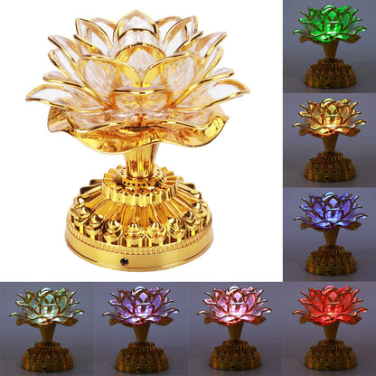 Zerodis Buddhist Lamp 7 Color LED Lotus Lamp with Automatic Color Shift Golden Buddha Night Light for Home Office Yoga Studio (Batteries Not Included)
