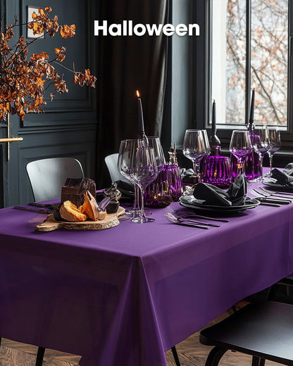 Pureegg Plastic Table Cloth Disposable 10 Pack, 54 x 108 Inch Table Cloths, Halloween Party Decorations, Summerween Decor, Halloween Tablecloths, Rectangle, Plastic Cover, Leakproof & Sturdy, Purple