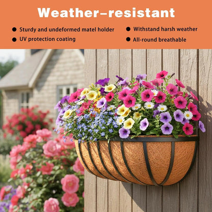 ZVOWOS 4 Pack 24" Railing Planter Window Box with Coco Fiber Liner Horse Trough Planter The Railing Planter Boxes for Deck Porch Fence Outdoor