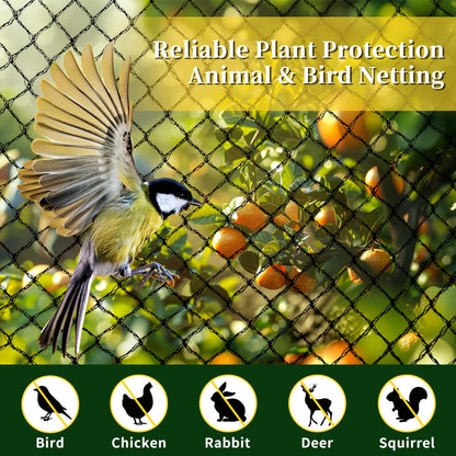 Jvgoo Bird Netting for Garden, 13 x 40 FT Bird Netting for Chicken Coop, Heavy Duty Garden Poultry Net Mesh with Ties and Staples for Fruit Trees Vegetables Against Birds, Deer, Squirrels