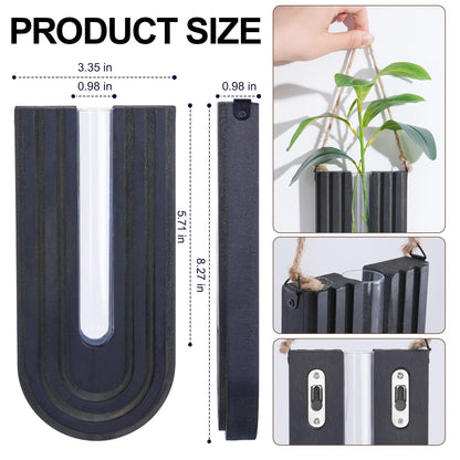 Wooden Wall Vase Set of 3, Propagation Vases Hanging Planters for Indoor Plants, Wall Mounted Vase Boho Modern Farmhouse Decor for Entryway Hallway