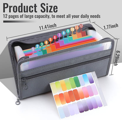 Small Accordion File Organizer with Safe Zipper, 13 Pocket Expanding File Folder with Front Pencil Pouch, Wallet for Coupon,Receipt,Bills,Cash, School Office Supplies, A6 Size