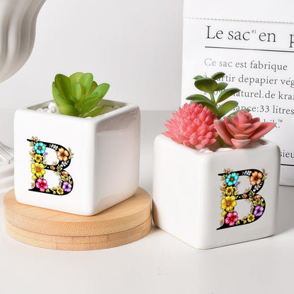 BJDAMAI Succulent Planter Flower Plant Pot Small, Girls Stuff Decor Item Accessories Things Merchandise Gift Essentials Aesthetic (Letter B)