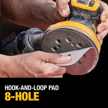 DEWALT 20V MAX Orbital Sander Cordless, 5-Inch Sander Tool, 2.Ah, 8,000-12,000 OPM, Variable Speed Dial, Storage Bag, Battery and Charger Included (DCW210D1)