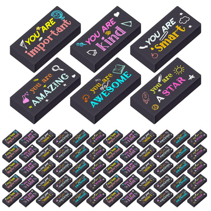 Resurhang 180 Pcs Erasers Bulk for Kids Inspirational Pencil Erasers Bulk for Drawing Motivational Big Eraser School Supplies for Classrooms Back to School Office (Inspirational,Black)