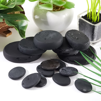 Patelai 30 Pcs Hot Stones for Massage, Basalt Hot Rocks Massage Rocks Kit Black Smooth Stones Set for Professional Home Spa Warming Relaxation and More, 4 Sizes