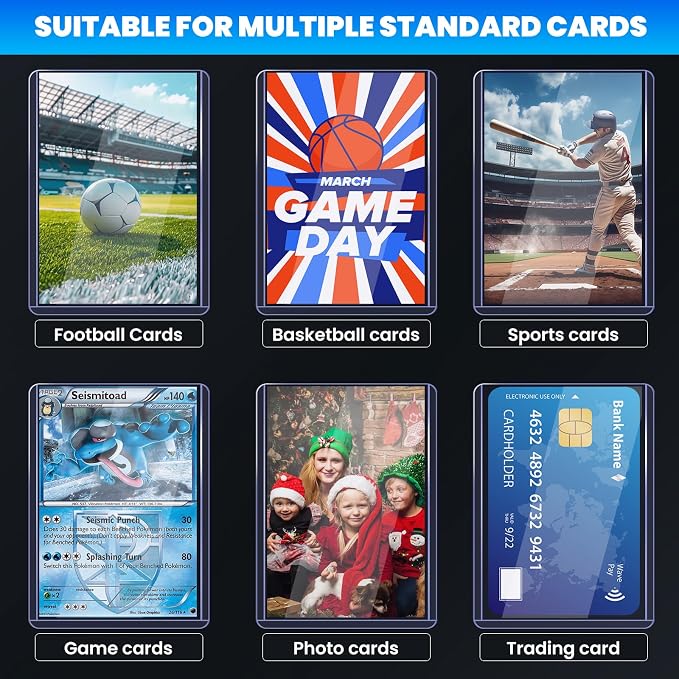 200 Card Sleeves Top Loaders for Cards, 3" x 4" Hard Plastic Toploaders, Baseball Card Protectors, Trading Card Holder for Football Sports Cards (100 Toploaders + 100 Penny Sleeves)