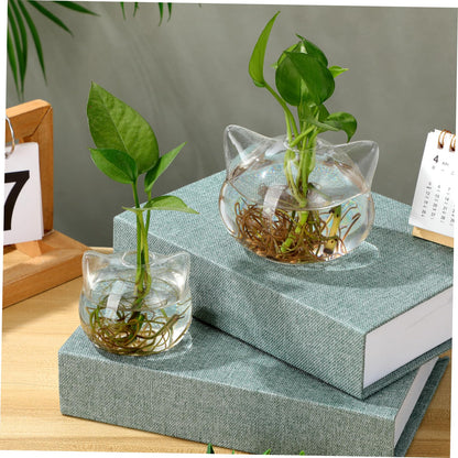 HAKIDZEL 2pcs Cat Shaped Glass Terrarium Vases for Hydroponic Plants Delicate Home Flower Vase with Smooth Design Cute Decorative Containers for Desktop and Coffee Table Display