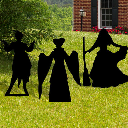 Nitakou Witch Halloween Decorations Outdoor Hocus Pocus Garden Metal Stakes Decor, Halloween Silhouette Party Yard Signs with Stakes,Trick or Treat Party Supplies for Kids Home Party