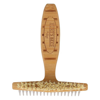 BURT'S BEES FOR PETS Brown Oblong Double Sided Dog Brush - All Hair Types, Unisex, 0.2 lbs, Hemp Bristle for Detangling, Shedding Rake for Mats Removal