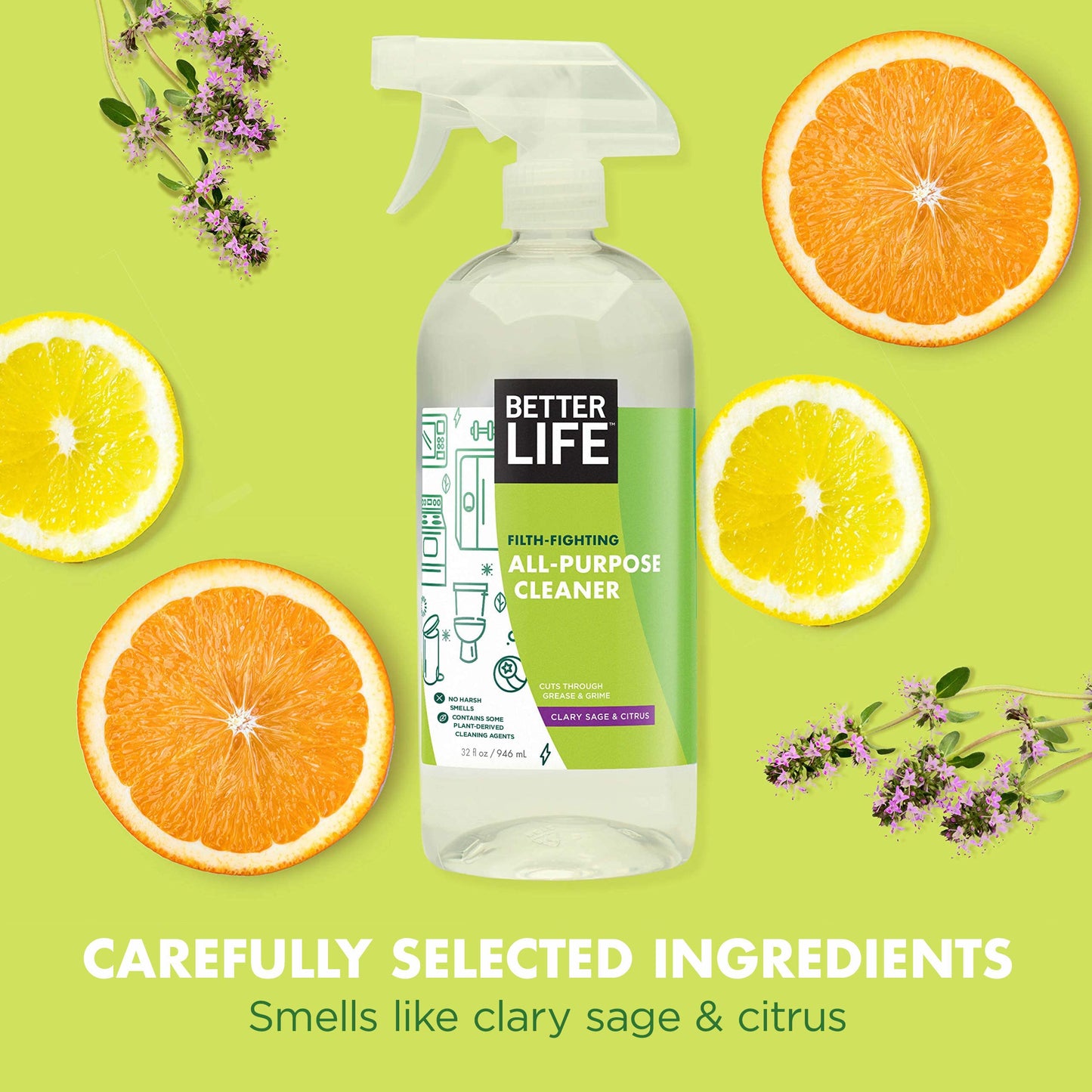 Better Life All Purpose Cleaner - Multipurpose Home and Kitchen Cleaning Spray for Glass, Countertops, Appliances, Upholstery & More - Multi-surface Spray Cleaner - 32oz (Pack of 2) Unscented