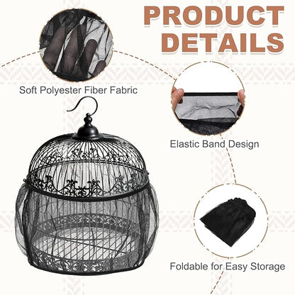 Bird Cage Seed Catcher, Bird Cage Net Cover Seeds Guard, Universal Birdcage Accessories, Black, Circumference 45.7"-59.1", Height 9.8" for Parrot Cockatiel Enclosures