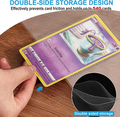 ABLY 540 Pockets Double-Sided Trading Card Pages Sleeves 9-Pocket Clear Plastic Game Card Protectors for Skylanders, Pokemon, Baseball Cards and More, Fit 3 Ring Binder (30 Pages)