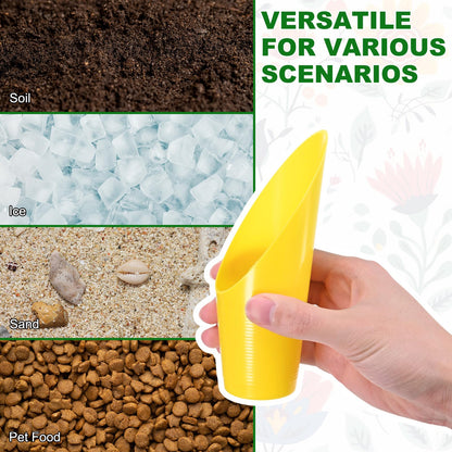 M METERXITY 18-Pack Bonsai Soil Scoops, Plastic Garden Soil Scoops Bucket Shovel Potting Scoopers for Transplanting/Flower Planting/Plant Succulent, Colorful Small Gardening Tools [Yellow]
