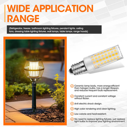 X-Molin E14 LED Refrigerator Light - Bulbs for Sewing Machines, Hood Hoods, Salt Stone lamp, Salt Crystal lamp-E14 Freezer LED Lamp, 500 Lumen AC110V-130V- 2Pack (3000K Warm White)