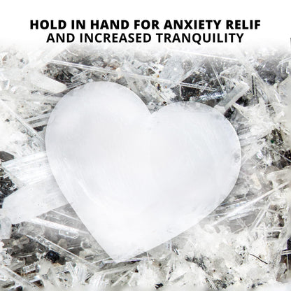 Himalayan Glow A-1057H Selenite Heart Stone Crystal 10cm White 1 Count