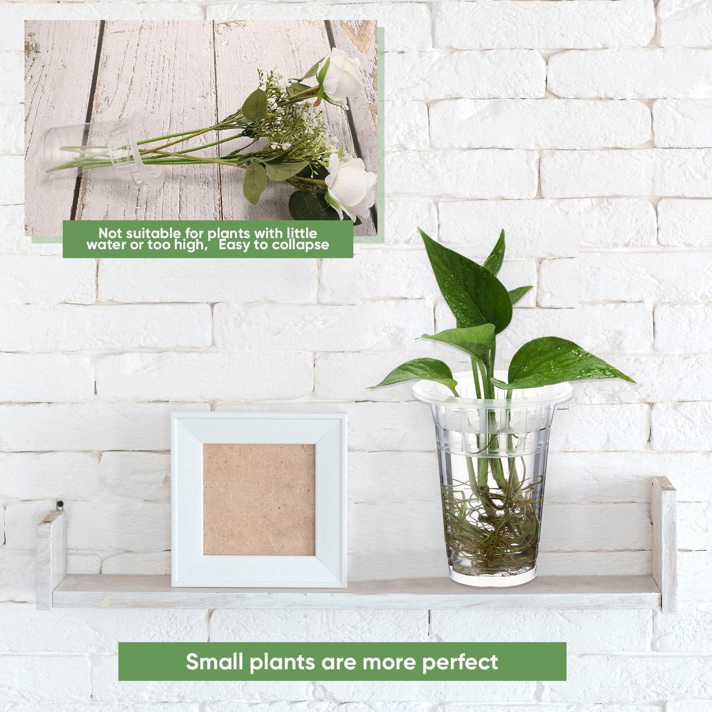 Baderke 35 Pcs Plastic Plant Propagation Station Desktop Terrariums Plant Tabletop Vase with Hydroponic Baskets for Indoor Home Office Desktop Decor (4.25'',4.57'',5.47'')