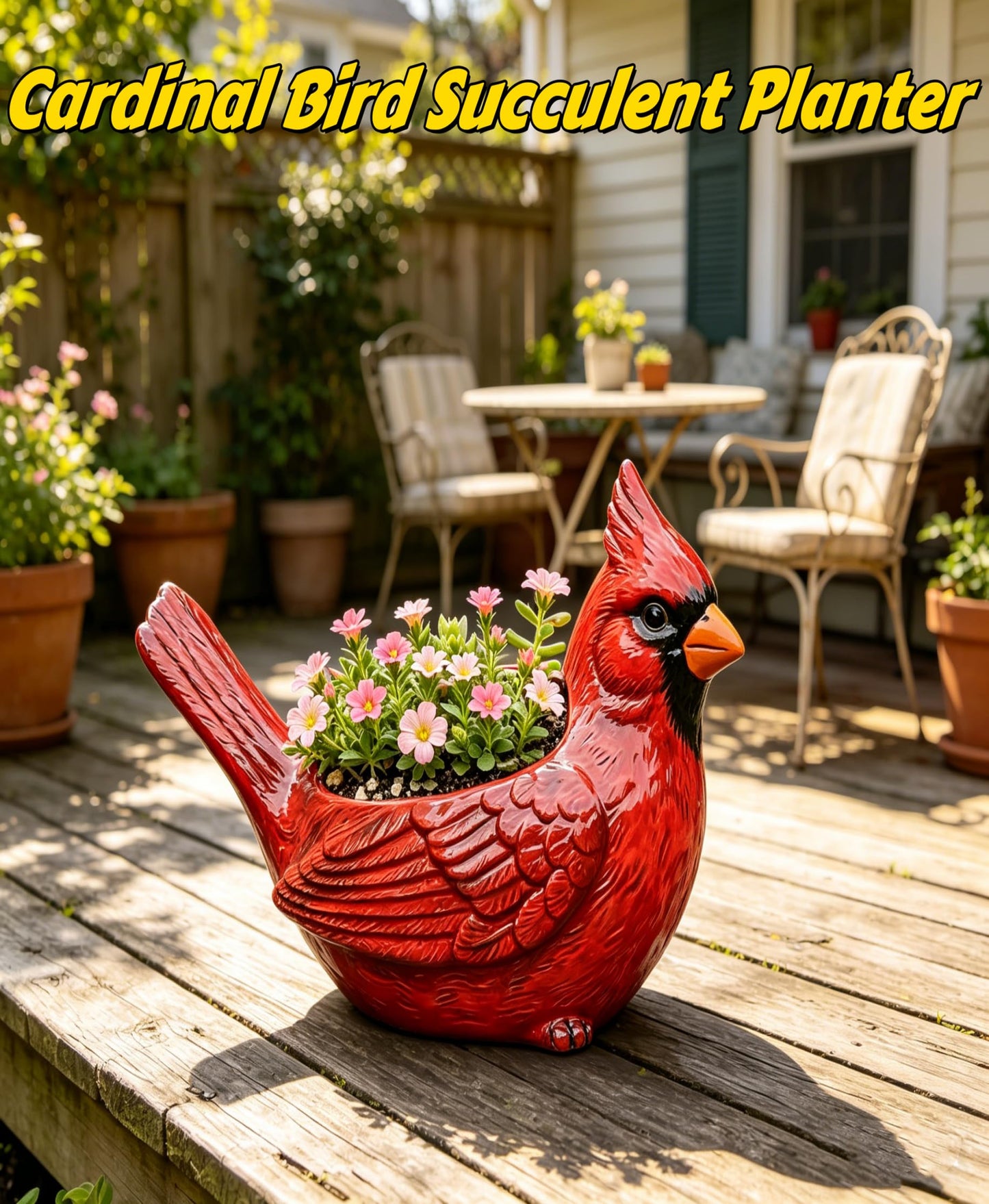expgaze Cardinal Bird Succulent Planter, Red Cardinal Flower Pot Resin Decorative Bird Planter for Indoor Outdoor Plants, Cute Animal Plant Pot Garden Windowsill Desk Decor Unique Gift (A-1pc)