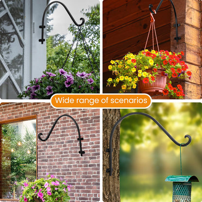 4 Pack Plant Hangers Outdoor, 16 Inch Hanging Basket for Plants Outdoor Brackets, Heavy Duty Plant Hanger Bracket with 80lbs Weight Capacity for Hanging Baskets,Bird Feeders,Lanterns and Wind Chimes