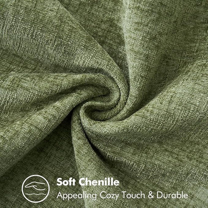 MIULEE Pack of 2 Couch Throw Pillow Covers 16x16 Inch Sage Green Farmhouse Decorative Pillow Covers with Stitched Edge Soft Chenille Solid Dyed Summer Pillow Covers for Sofa Bed Living Room