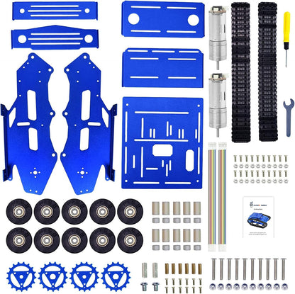 Smart Robot Car Chassis Kit Full Metal Big Tank Chassis with 2WD Motors for Arduino Raspberry Pi Jetson Python DIY Smart Car Learning Kit(Blue1, with Encoder Motor)